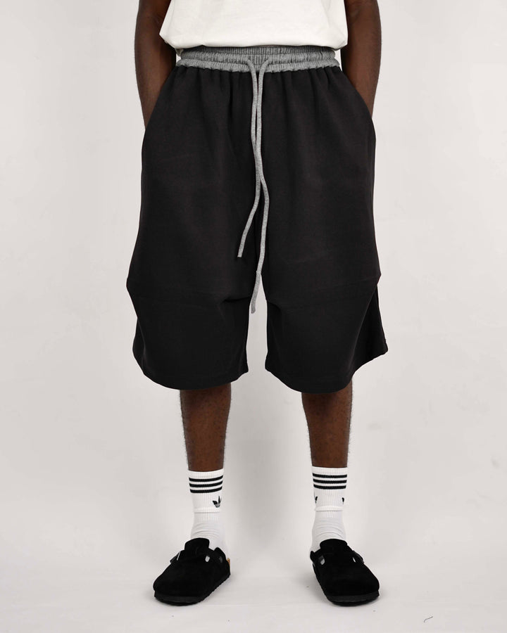 Nuclear Fussion layered Sweat Shorts in Black