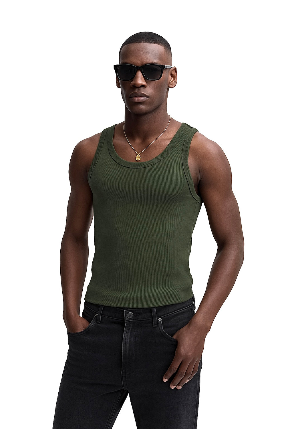 Vamos Cotton Vest T-shirt in Green