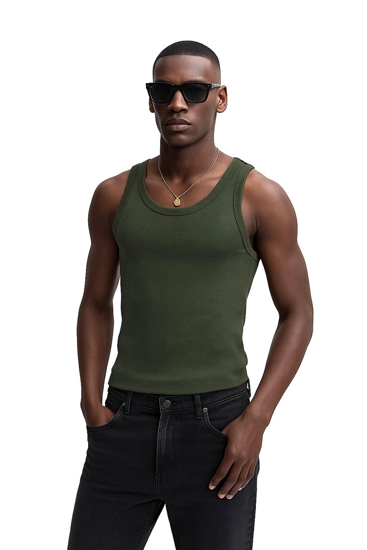 Vamos Cotton Vest T-shirt in Green