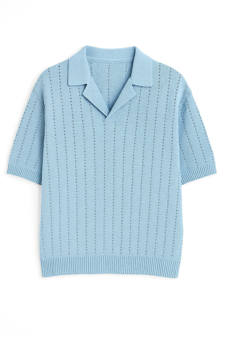 GIESTO knitted polo shirt in blue