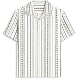 Giesto Striped oversized revere shirt in ecru/black