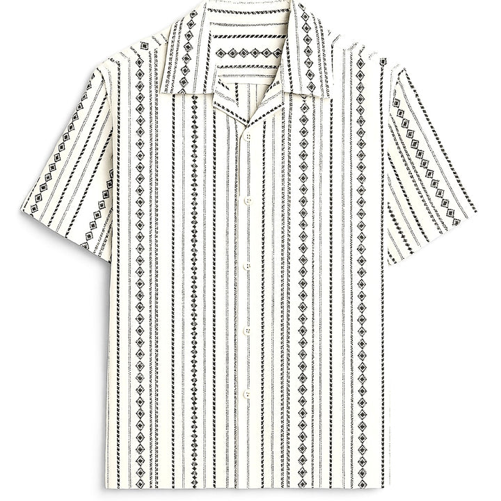 Giesto Striped oversized revere shirt in ecru/black