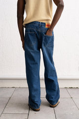GIESTO LACE UP BAGGY JEANS IN BLUE