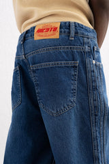 GIESTO LACE UP BAGGY JEANS IN BLUE