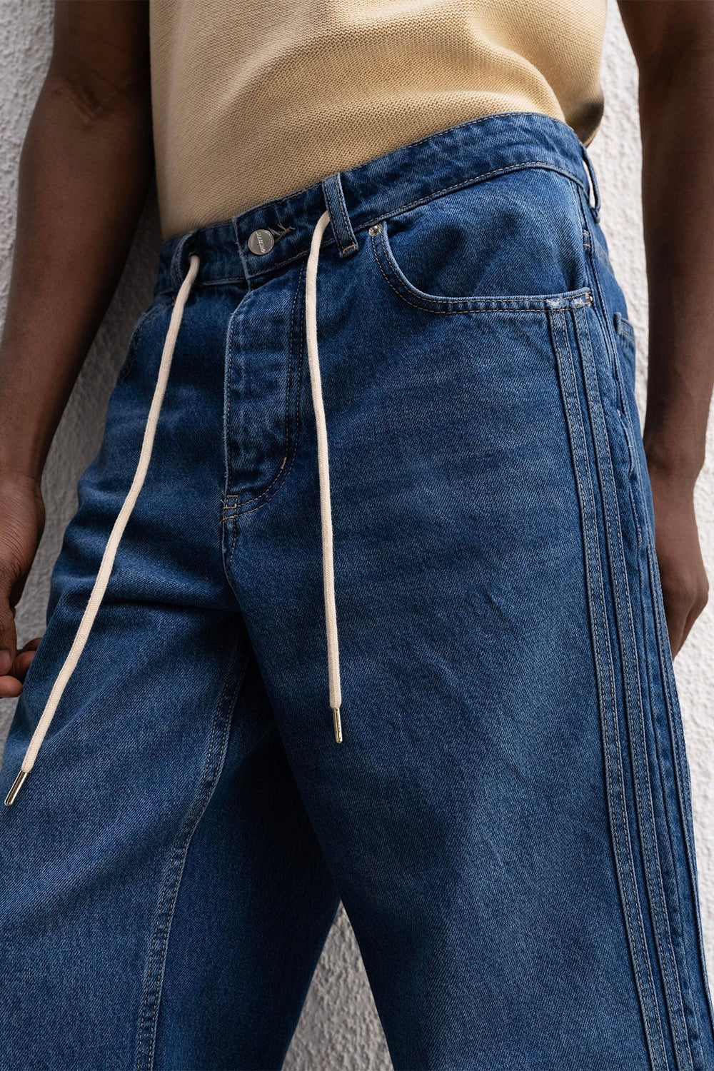 GIESTO LACE UP BAGGY JEANS IN BLUE