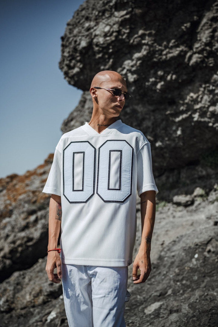 Mechanic Pleated jersey T-shirt in white