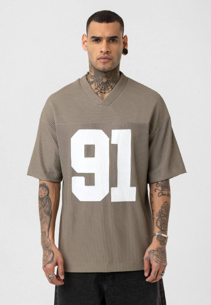 Vamos Pleated Jersey T-shirt in Khaki