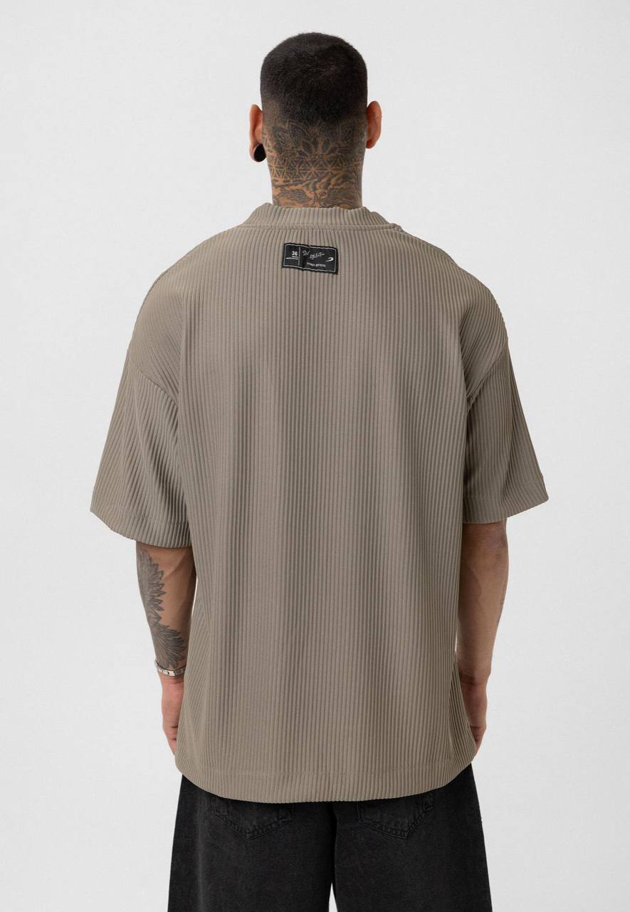 Vamos Pleated Jersey T-shirt in Khaki