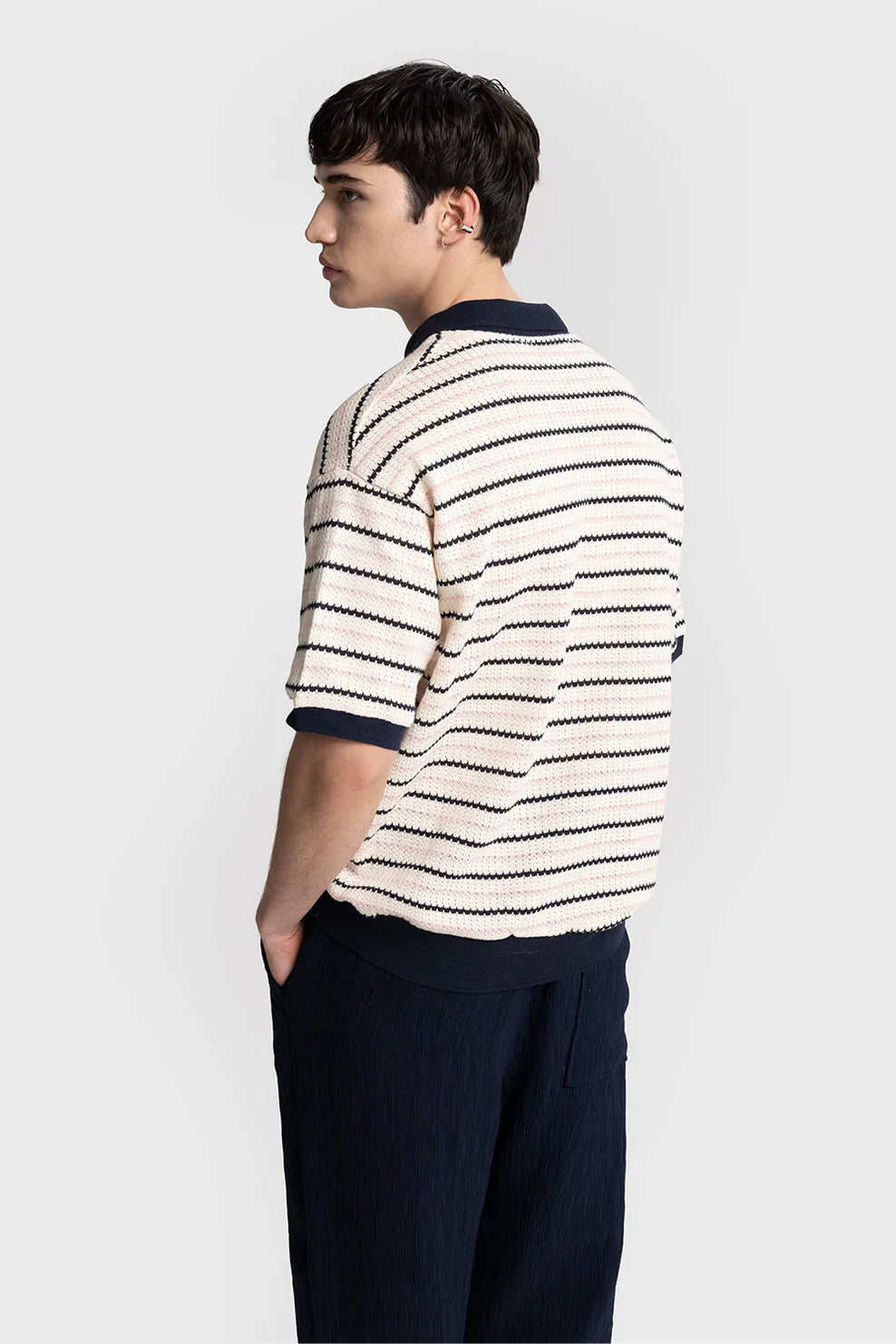 Giesto Jacquard Knit Polo shirt in pink/blue