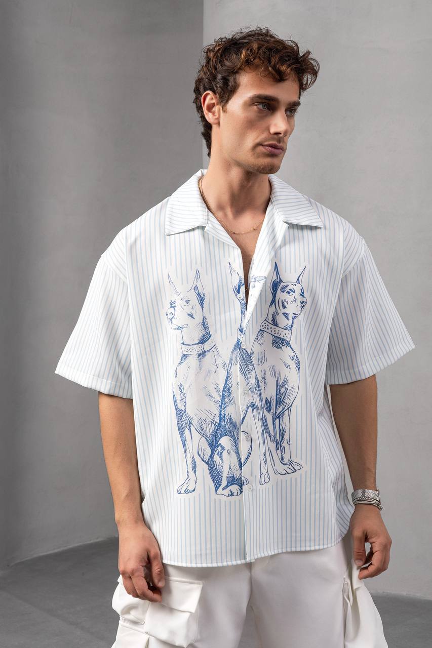 2morrow Boxy Striped Shirt in Blue