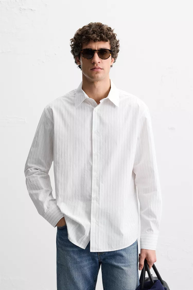 Vamos Pinstripe Shirt in white