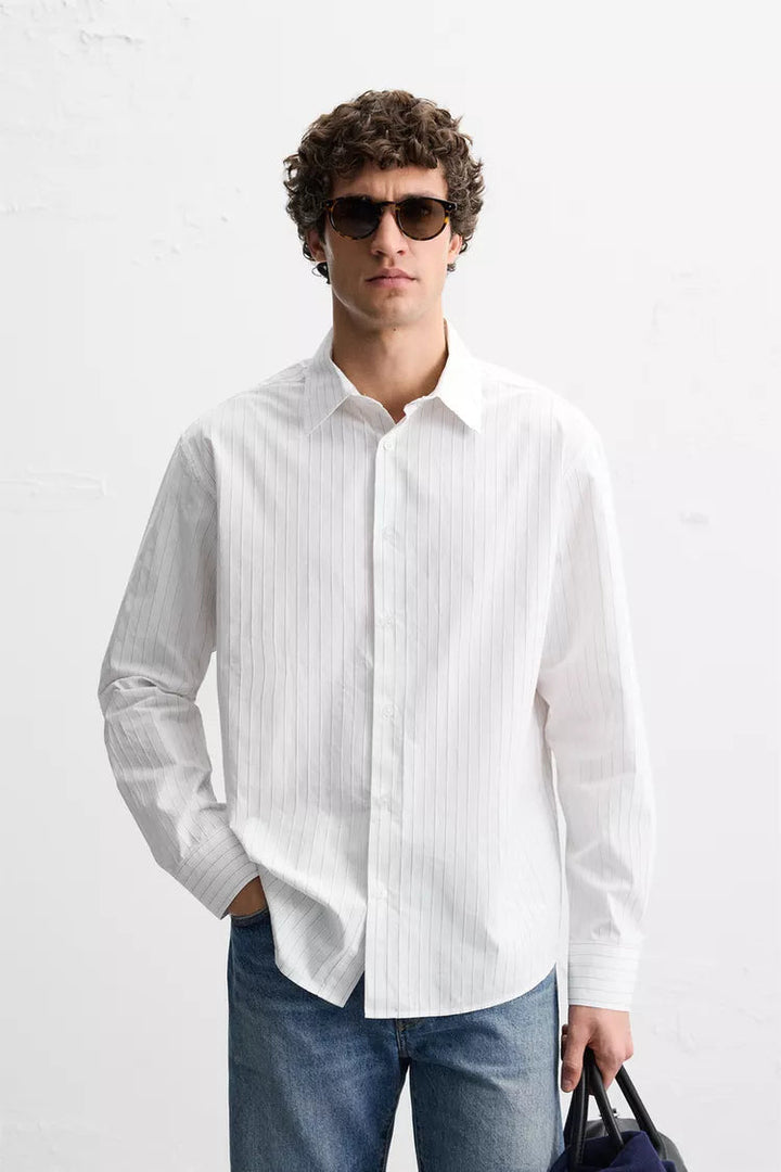 Vamos Pinstripe Shirt in white
