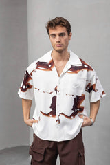 2morrow Burnt Silk Short Sleeve Revere Shirt in White