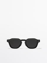 Geometric Vintage Solid Sun glasses in Black