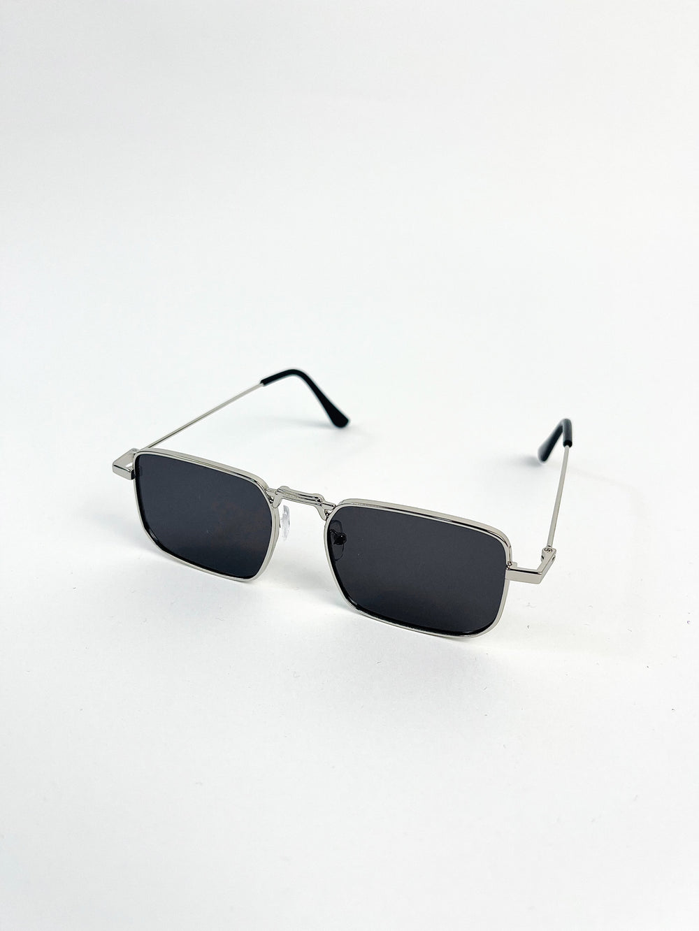 Rectangular silver rim sunglasses in black