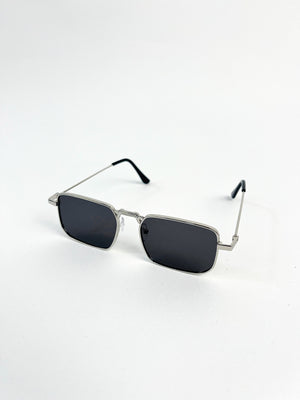 Rectangular silver rim sunglasses in black