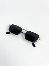 Rectangular silver rim sunglasses in black