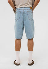 Vamos Baggy Jeans Shorts in Light Blue
