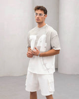 2morrow Graphic Stitch T-shirt in Beige
