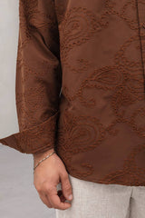 2morrow Vine Embroidery Shirt in Brown