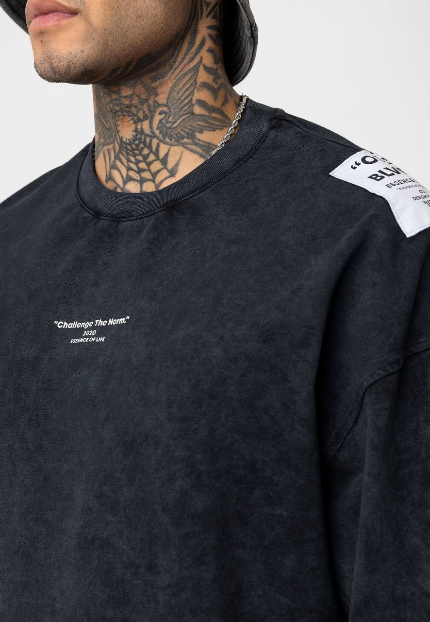 Essence of Life Washed Oversized T-shirt in black