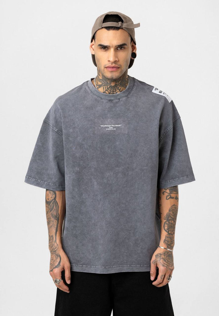 Essence of Life Washed Oversized T-shirt in smoke grey