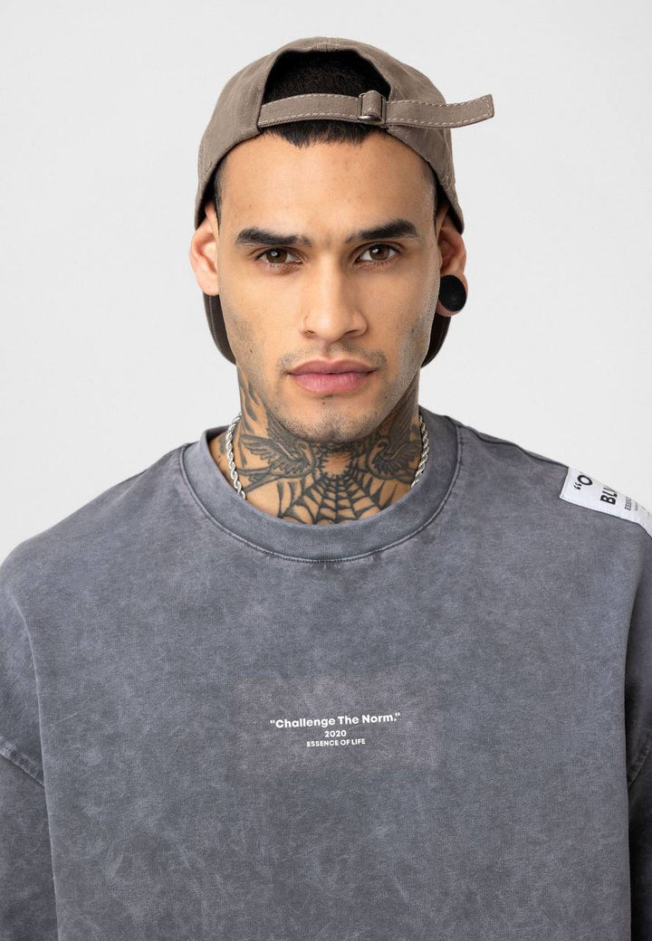 Essence of Life Washed Oversized T-shirt in smoke grey