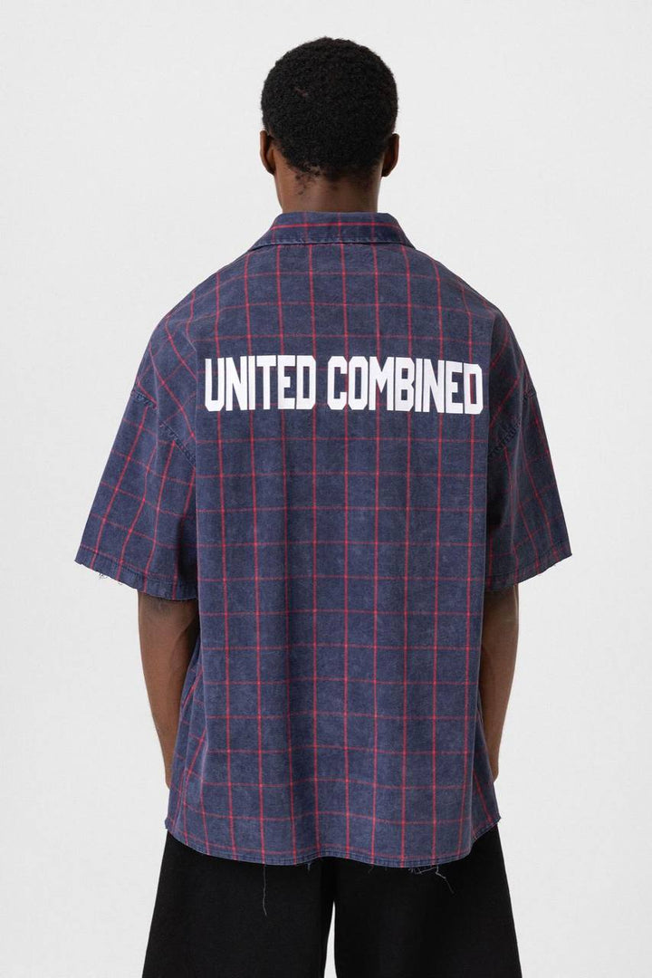 Vamos United Check Patterned T-shirt in Blue