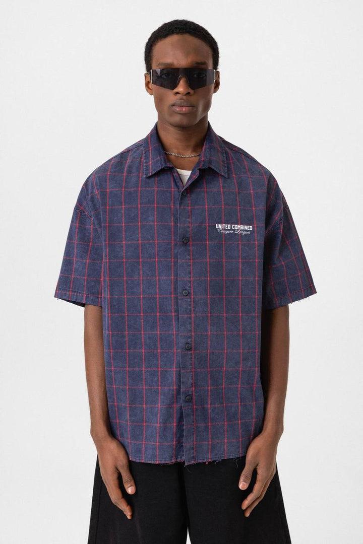 Vamos United Check Patterned T-shirt in Blue