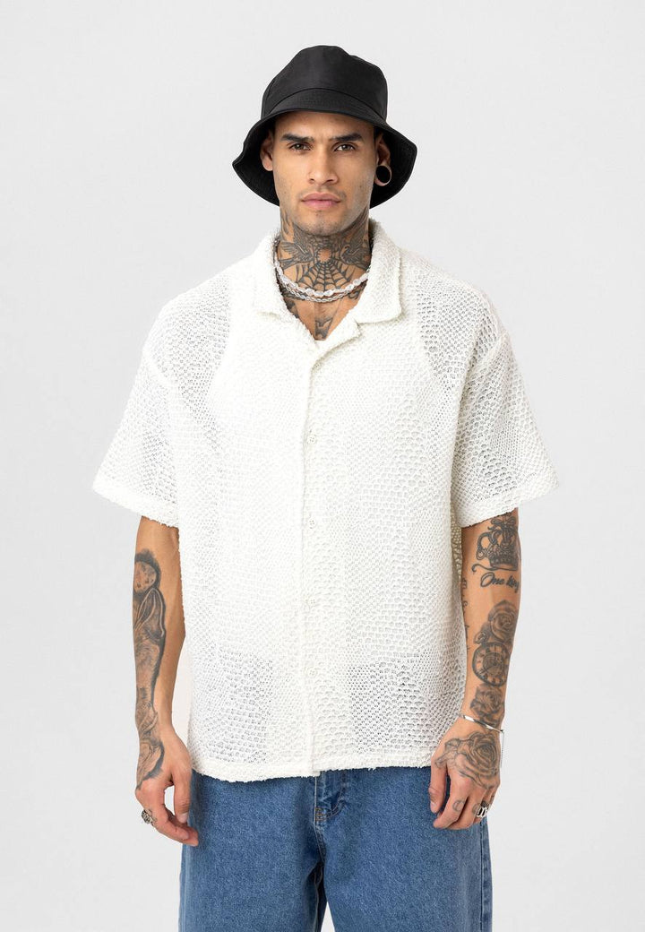 Essence of Life Crotchet Resort Shirt in White