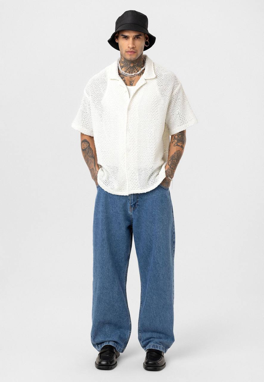 Essence of Life Crotchet Resort Shirt in White