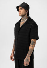 Essence of Life Cotton Popcorn Relaxed Shirt in Black