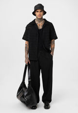 Essence of Life Cotton Popcorn Relaxed Shirt in Black