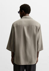 Mechanic Flowing Shirt with Bow in Khaki