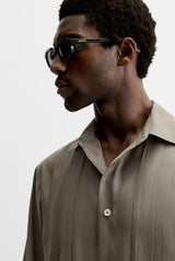 Mechanic Flowing Shirt with Bow in Khaki