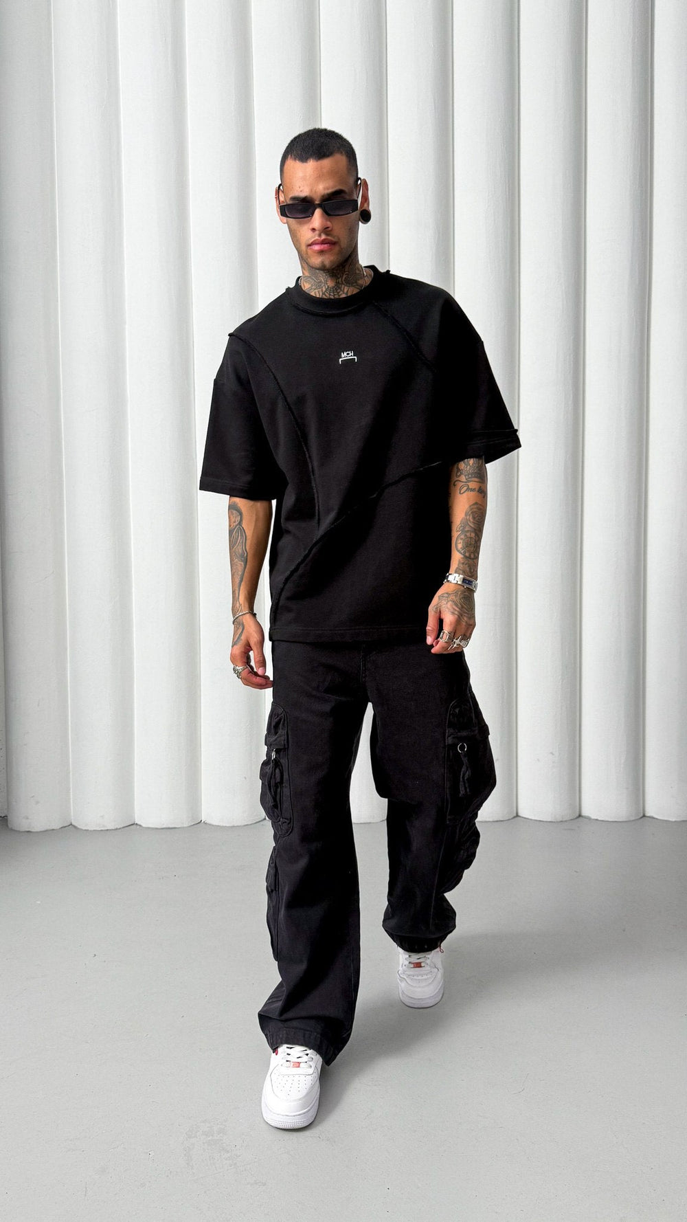 Mechanic Oversized Casual T-shirt in Black