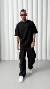Mechanic Oversized Casual T-shirt in Black