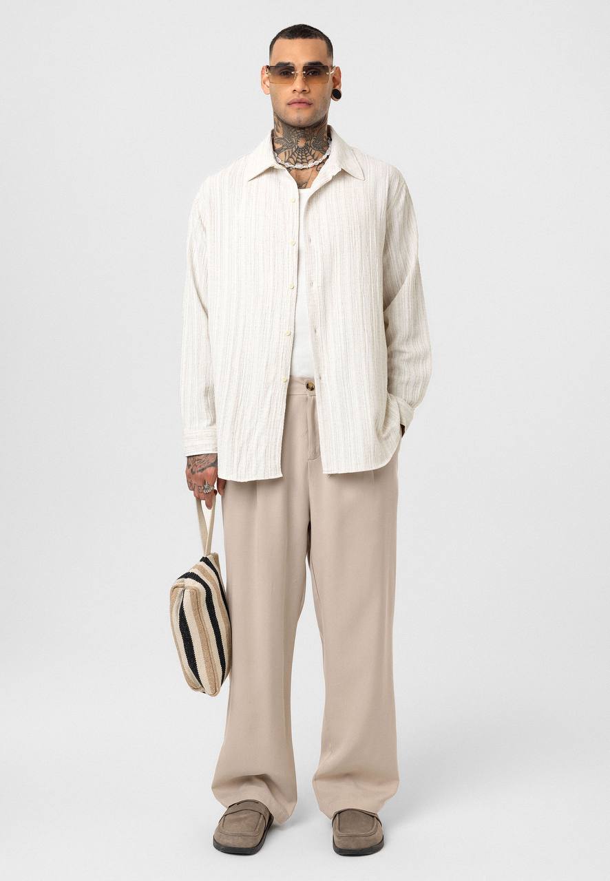 Essence of Life Textured Shirt in Beige