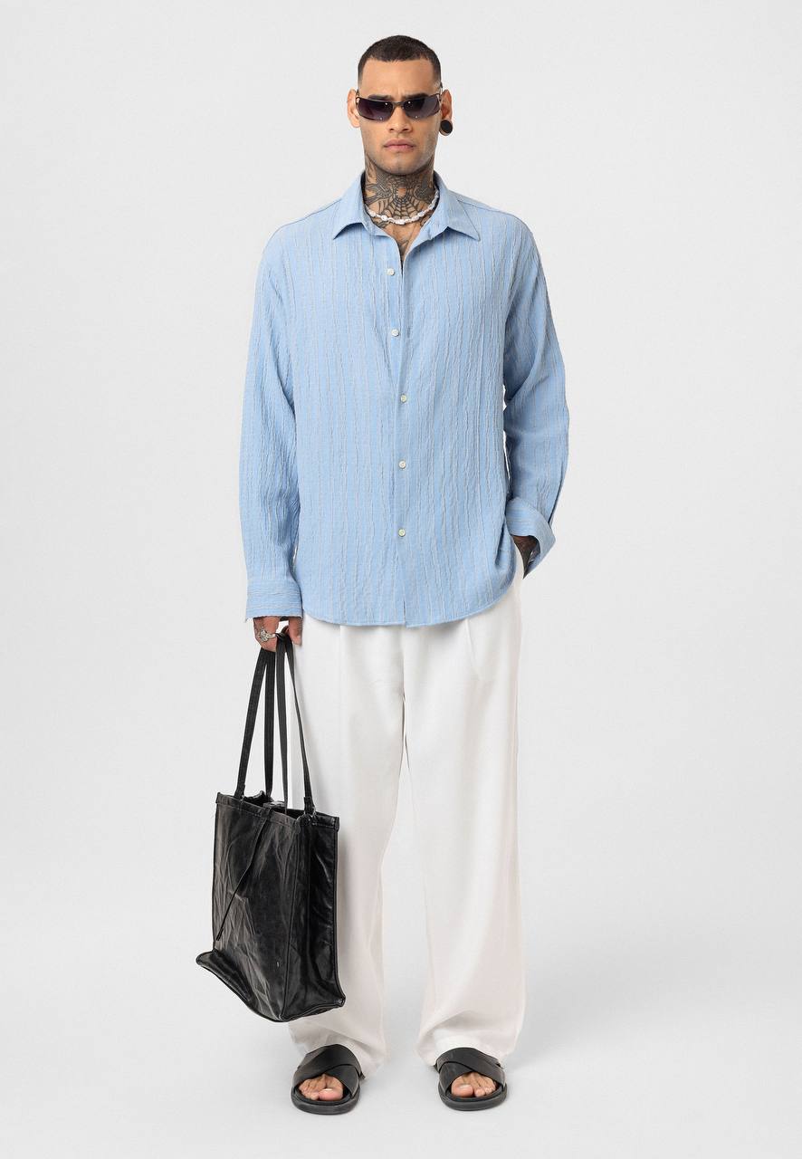 Essence of Life Textured Shirt in Blue