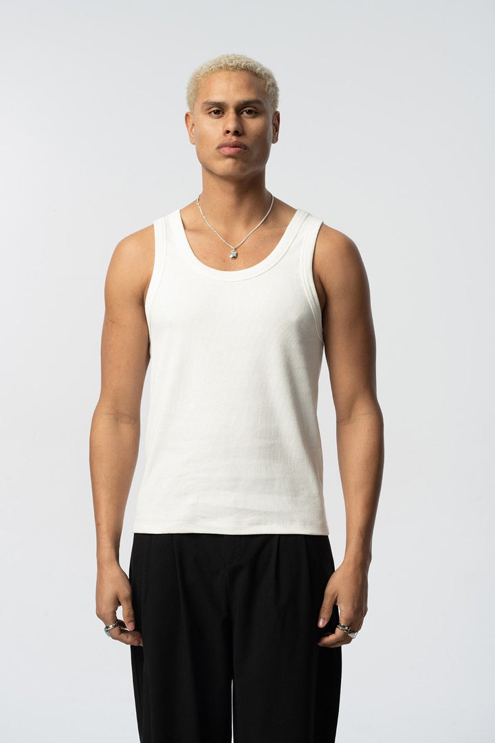 2512 Cotton Ribbed Vest in White