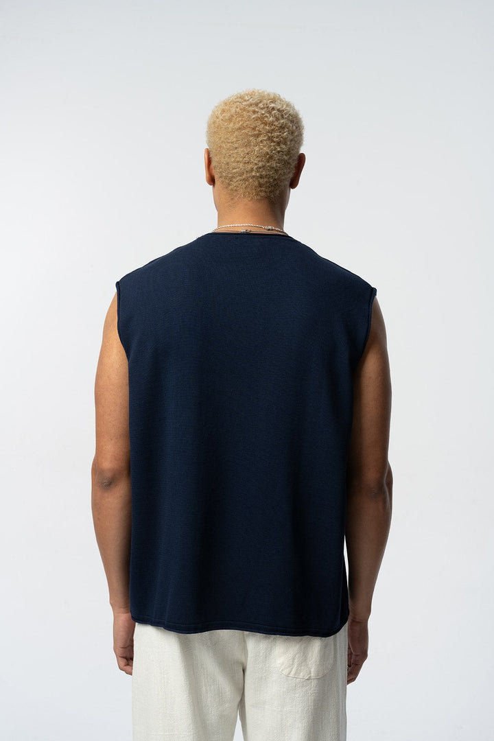 2512 Oversized sleeveless t-shirt in blue