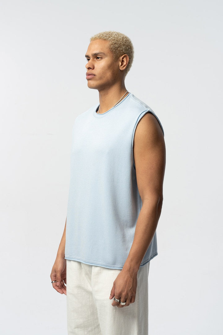 2512 Oversized sleeveless t-shirt in sky blue