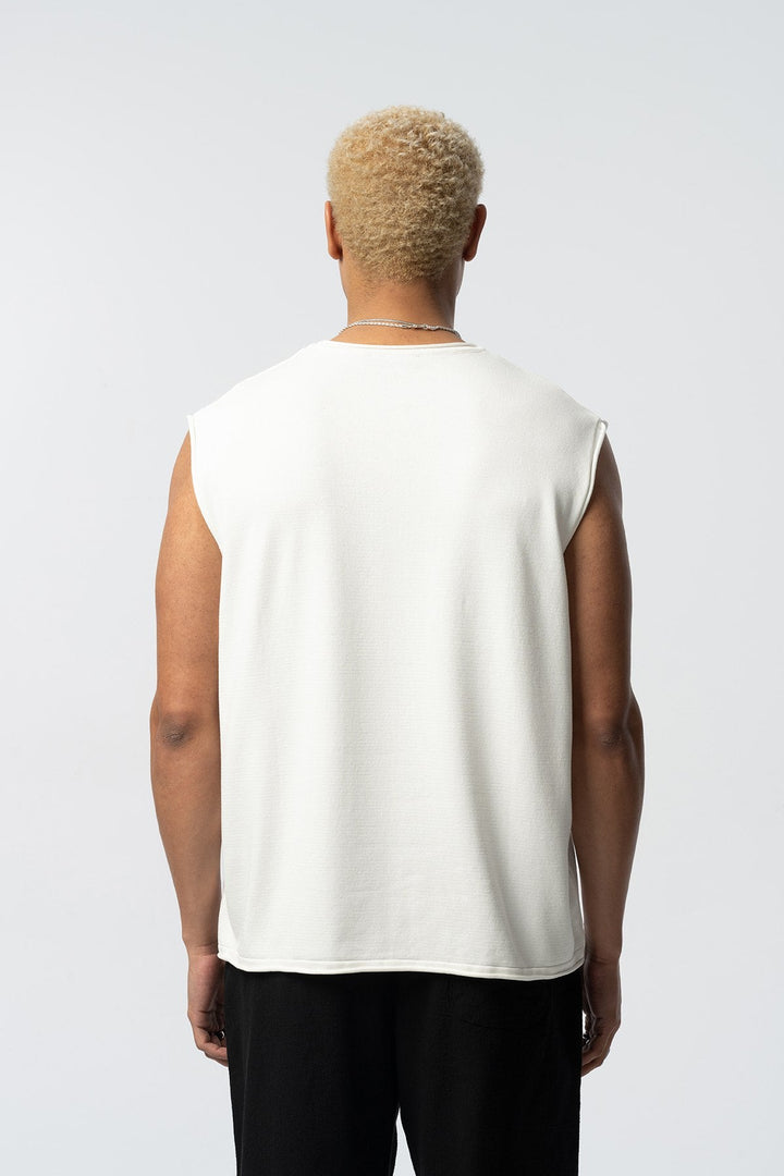 2512 Oversized sleeveless t-shirt in white