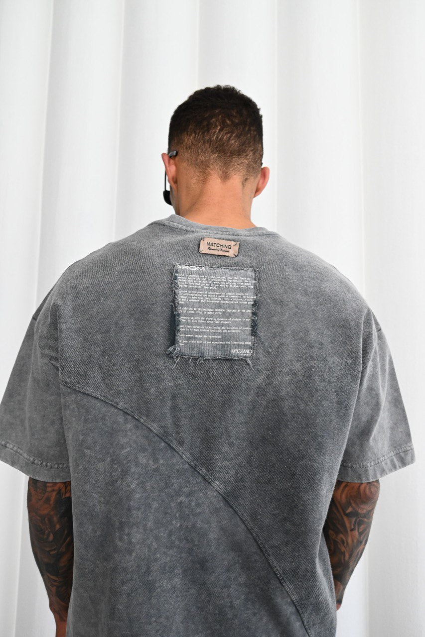Mechanic Patchwork T-shirt in Light Grey