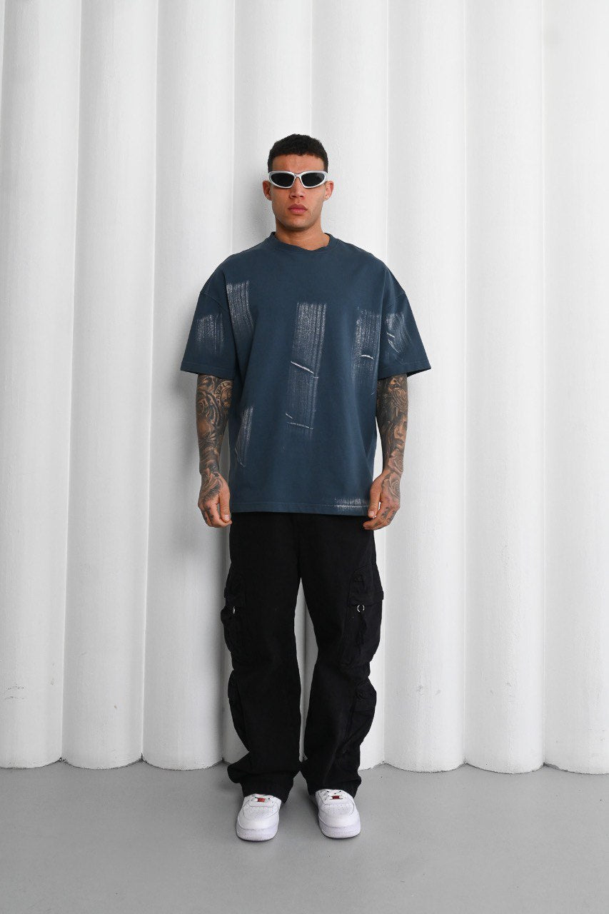 Mechanic Brush Strokes T-shirt in Teal