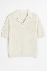 GIESTO knitted polo shirt in off white