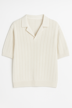 GIESTO knitted polo shirt in off white
