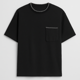 GIESTO knit polo with stitching in black