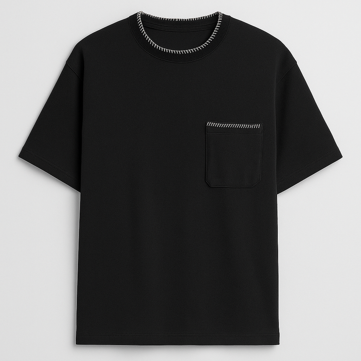 GIESTO knit polo with stitching in black