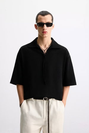 Garm Island Summer Polo Shirt in Black